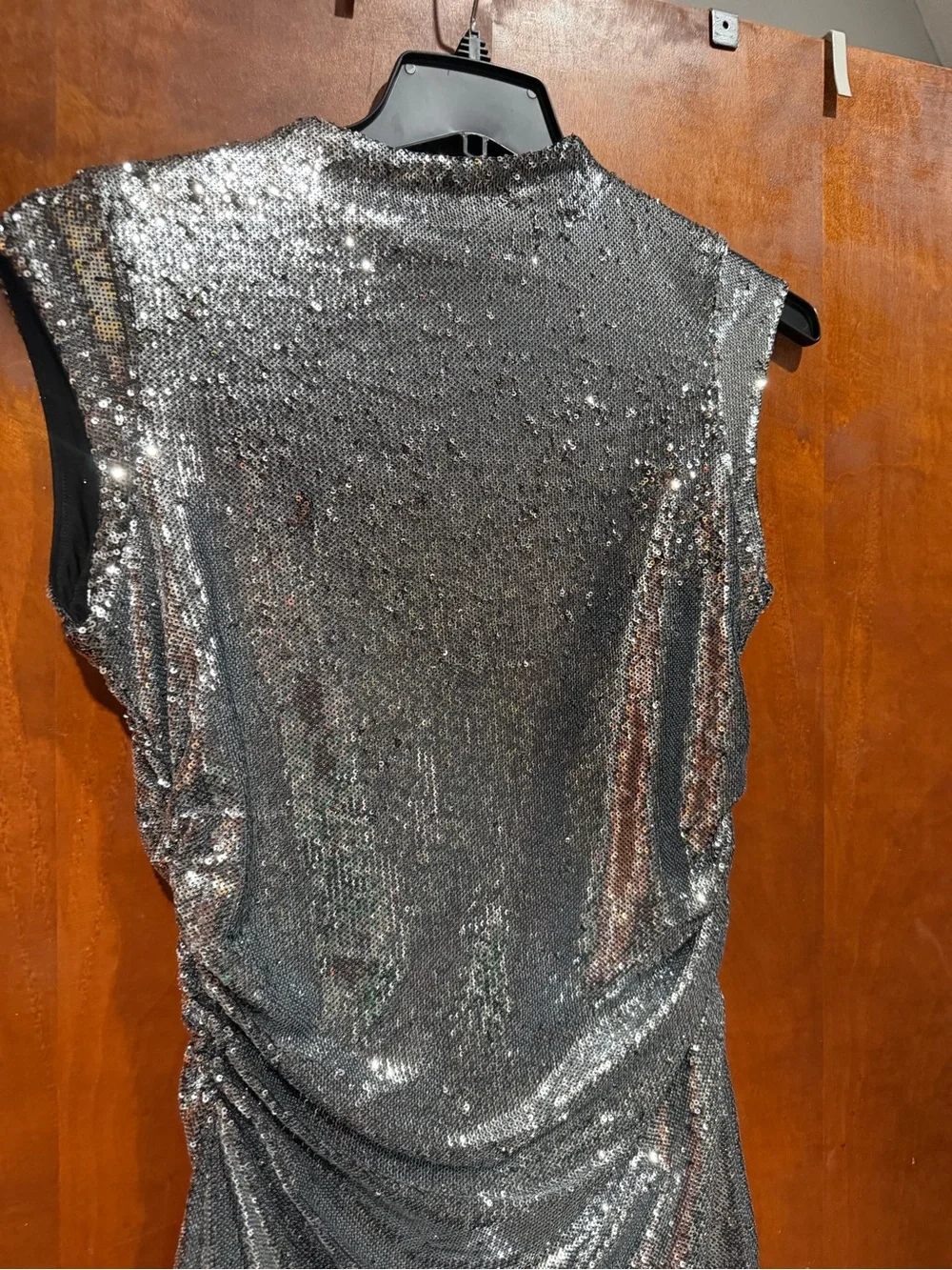 Silver Sequin Sleeveless Cocktail Dress